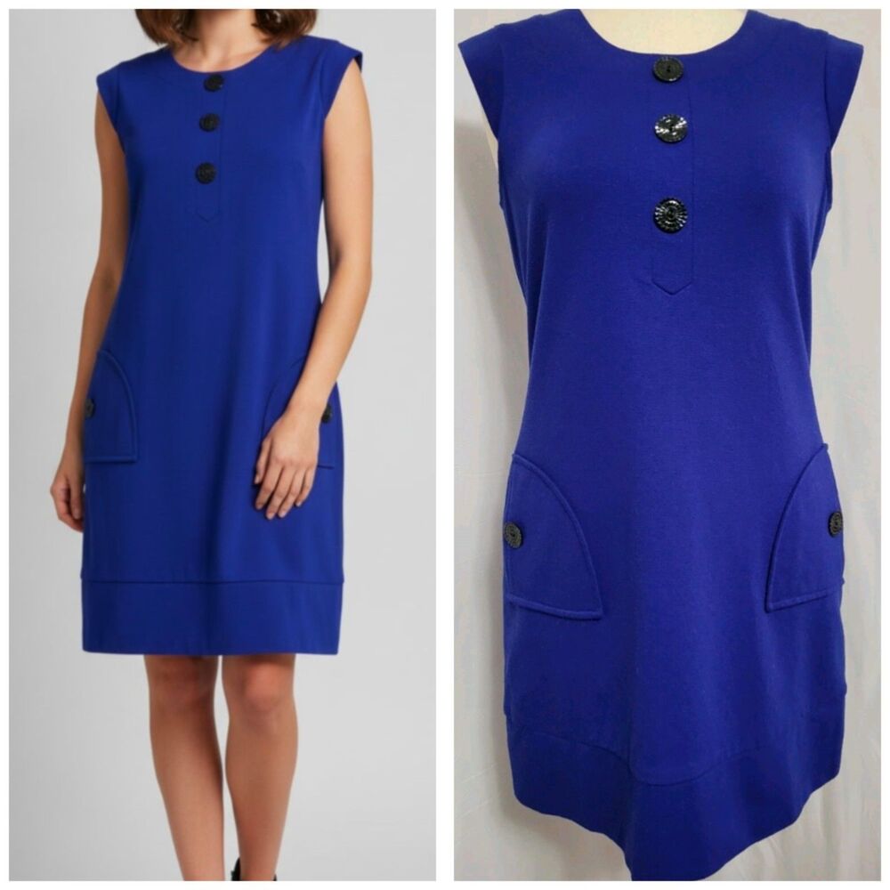 Nine West Sheath Dress 10 Cobalt Blue Career Wear Comfort Wear